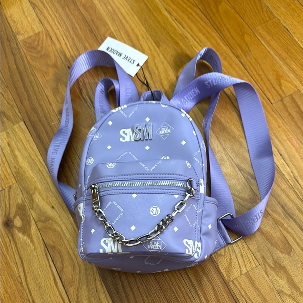 Lavender Mini Backpack with Chain Accent